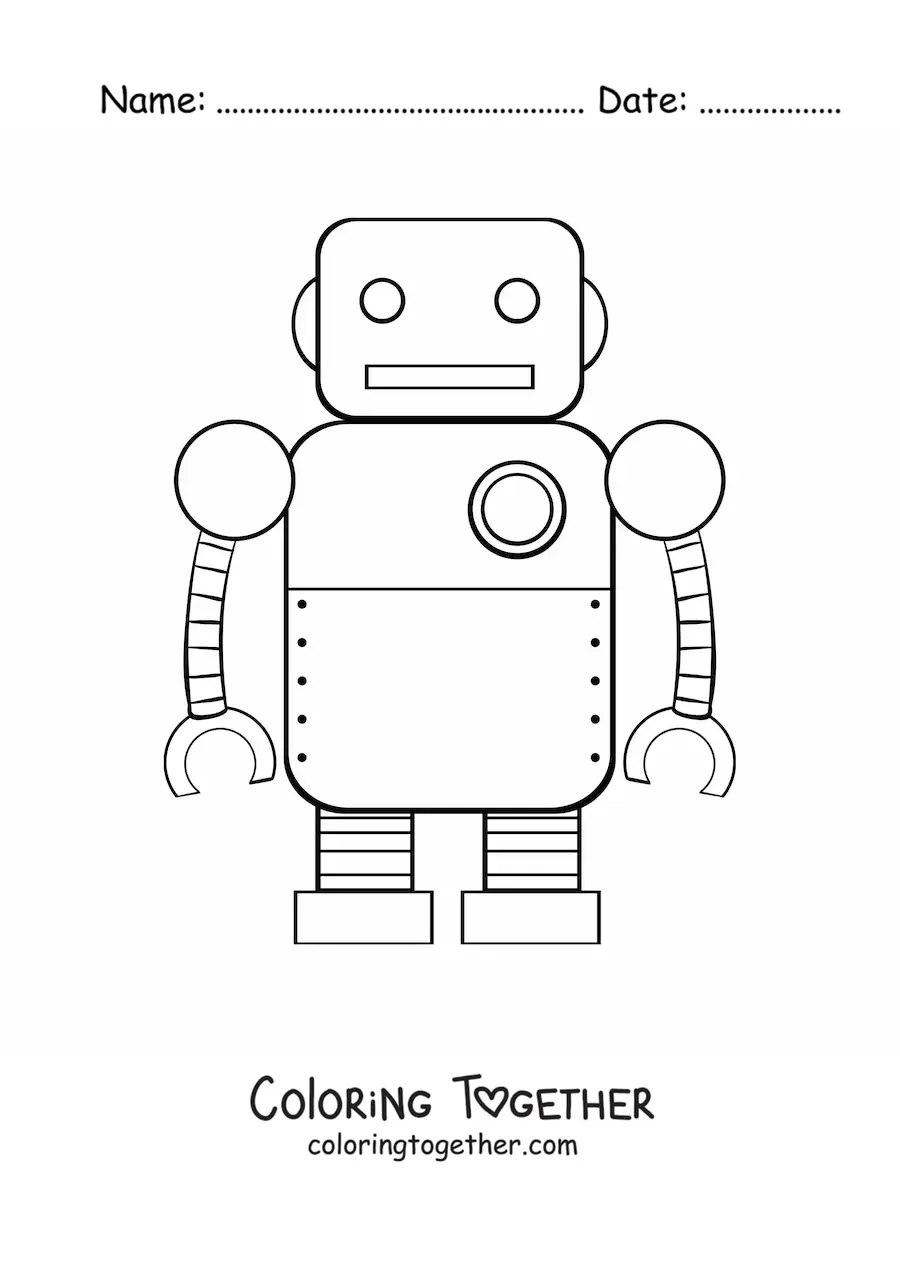 Coloring page of a big robot for kids