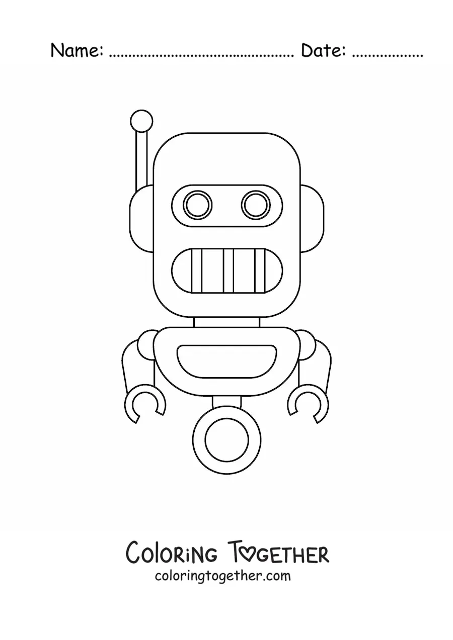 Coloring page of a mini robot