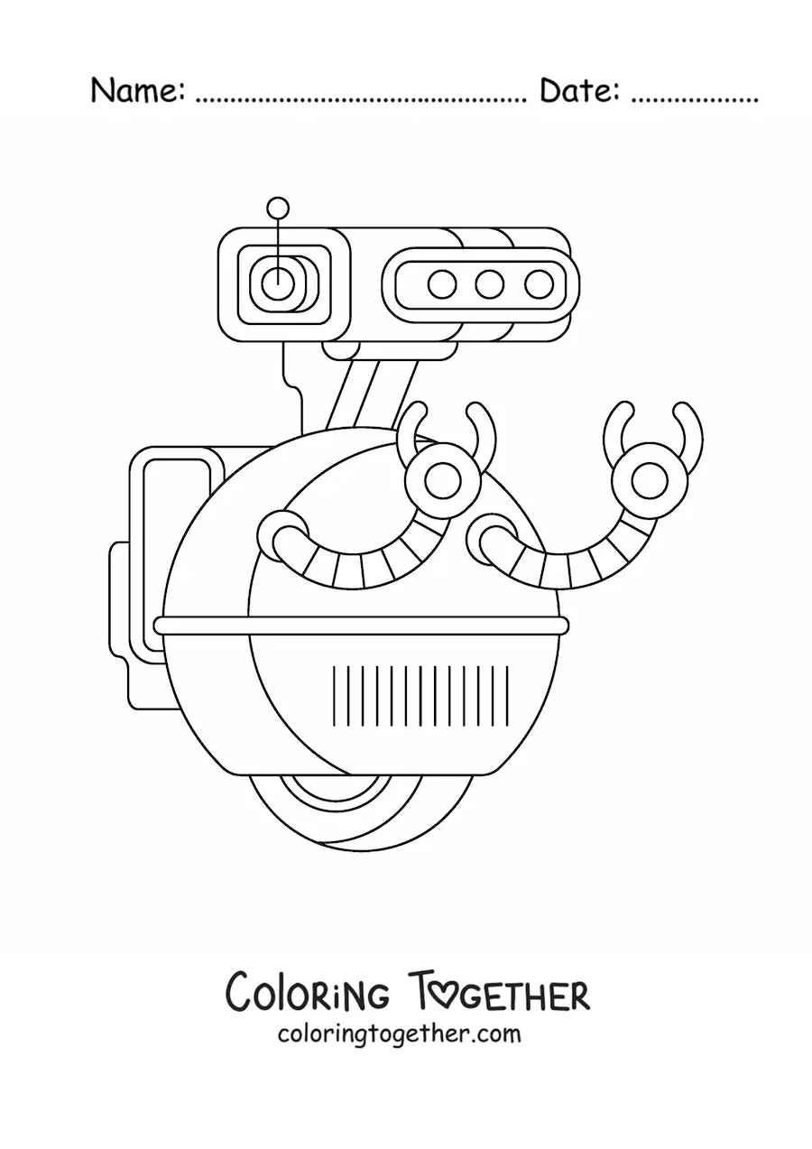 Coloring page of a robot of the future