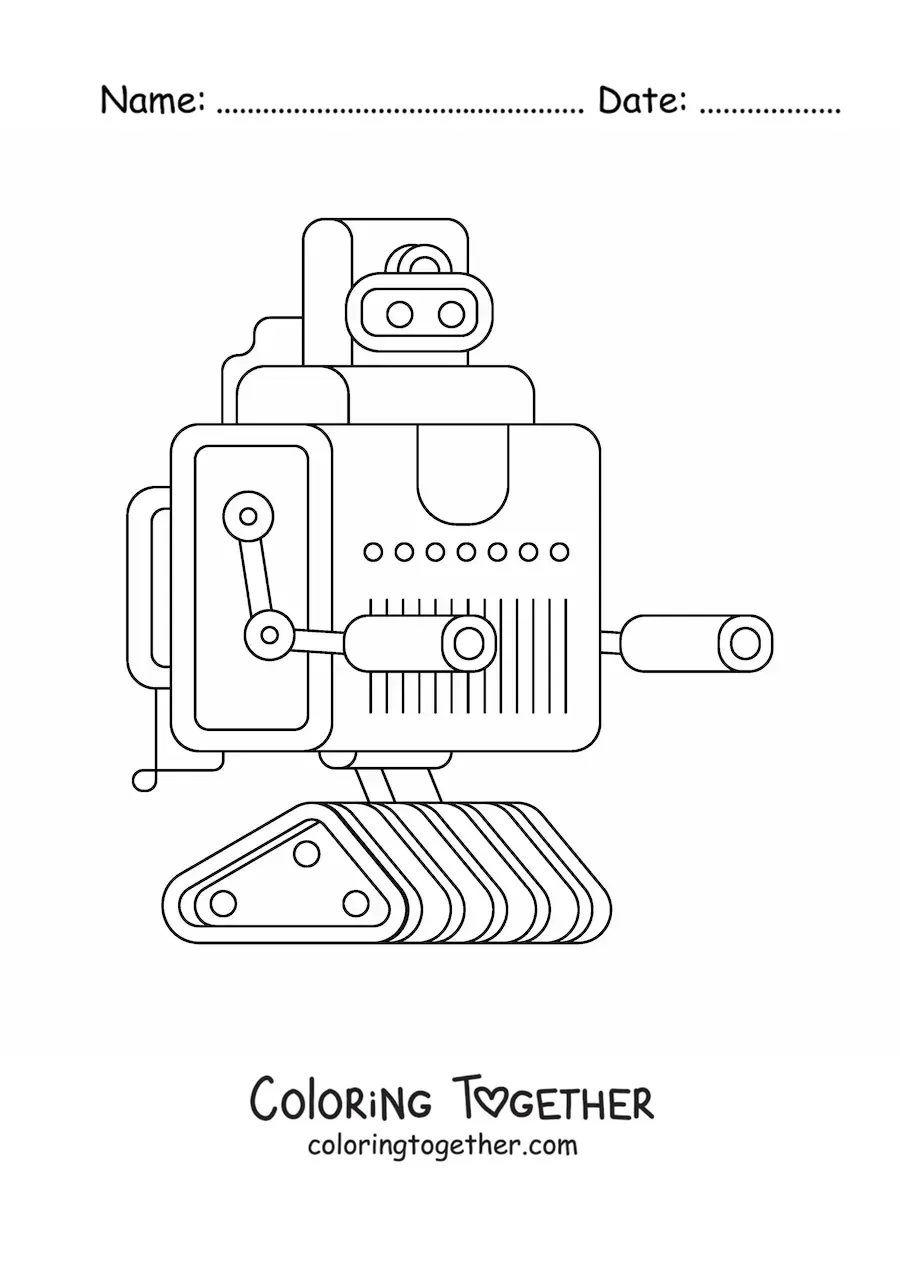 Coloring page of a robot with weapons