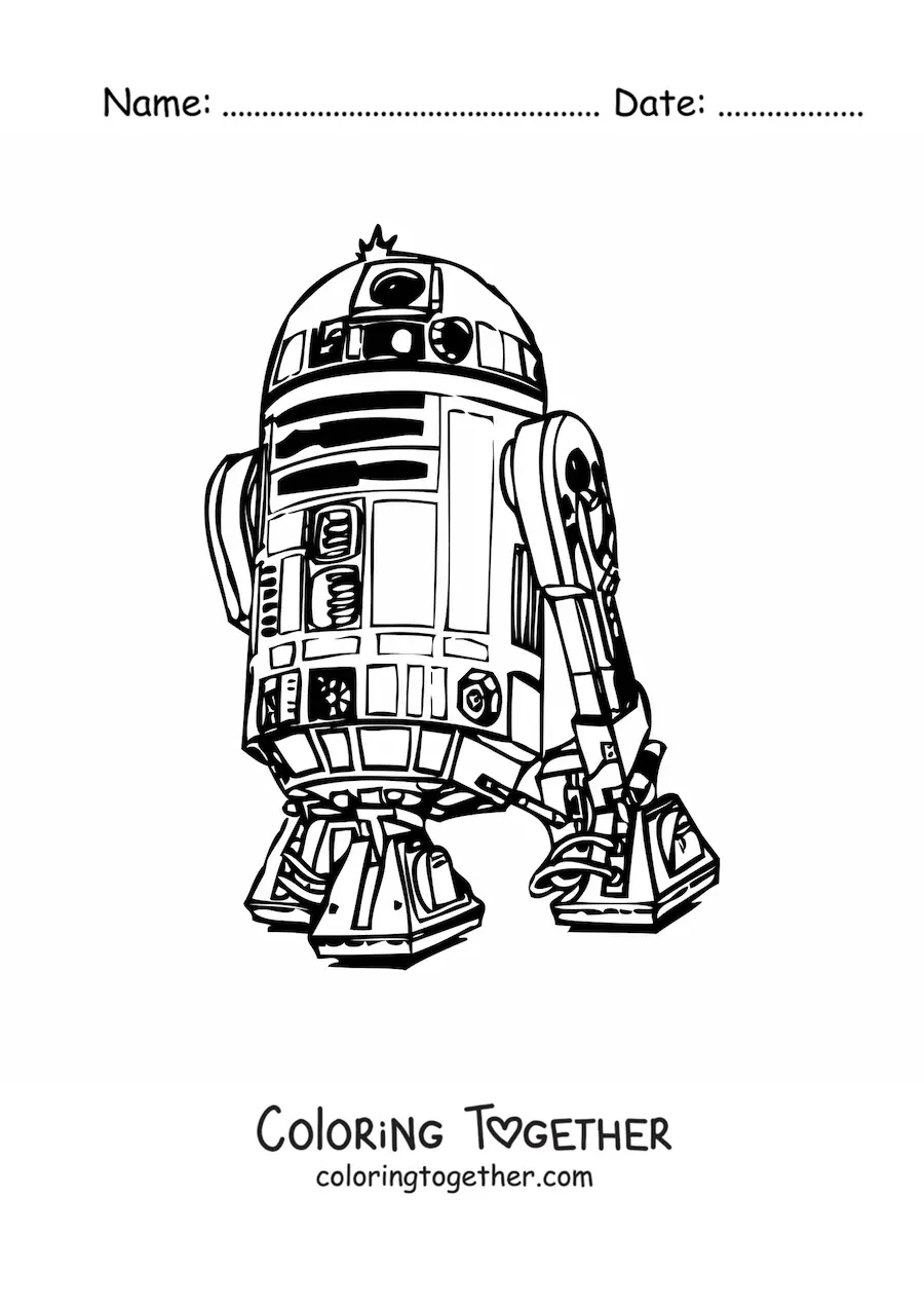 Coloring page of R2D2 the space robot