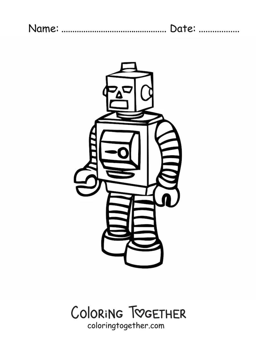 Coloring page of a robot from the 80s