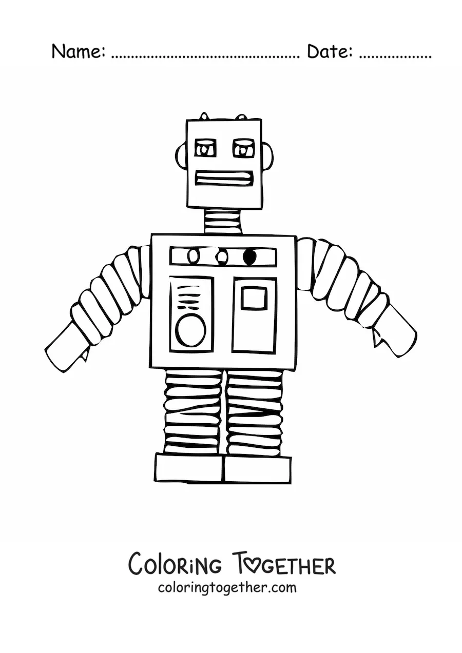 Coloring page of a retro robot