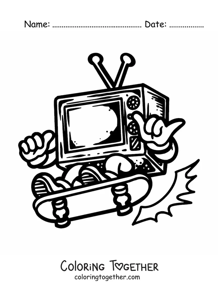 Coloring page of a cartoon television set