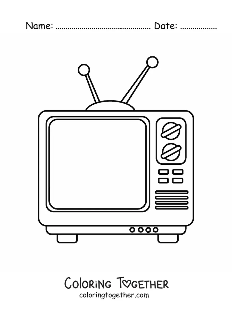Coloring page of an old television set