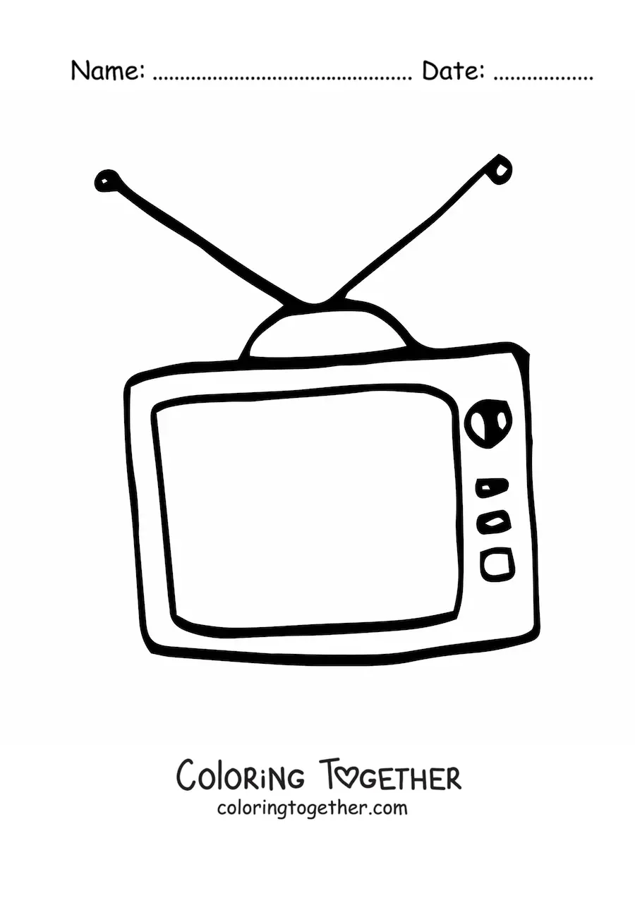 Coloring page of a square screen television set