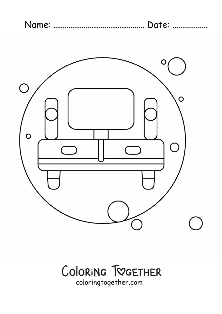 Coloring page of a cabinet with a television set