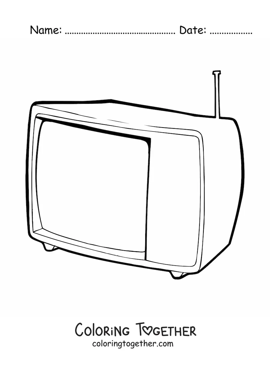 Coloring page of a television set