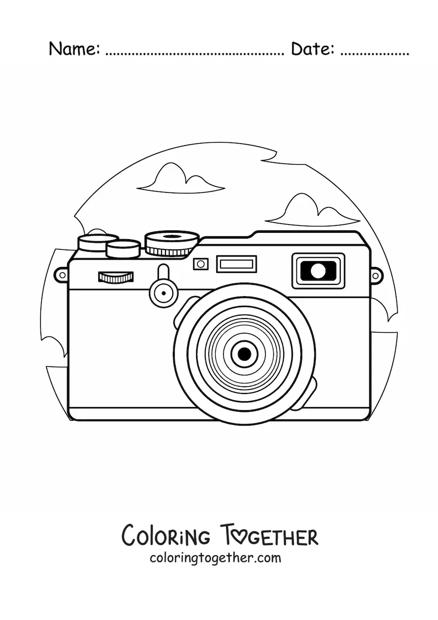 Coloring page of a photo camera