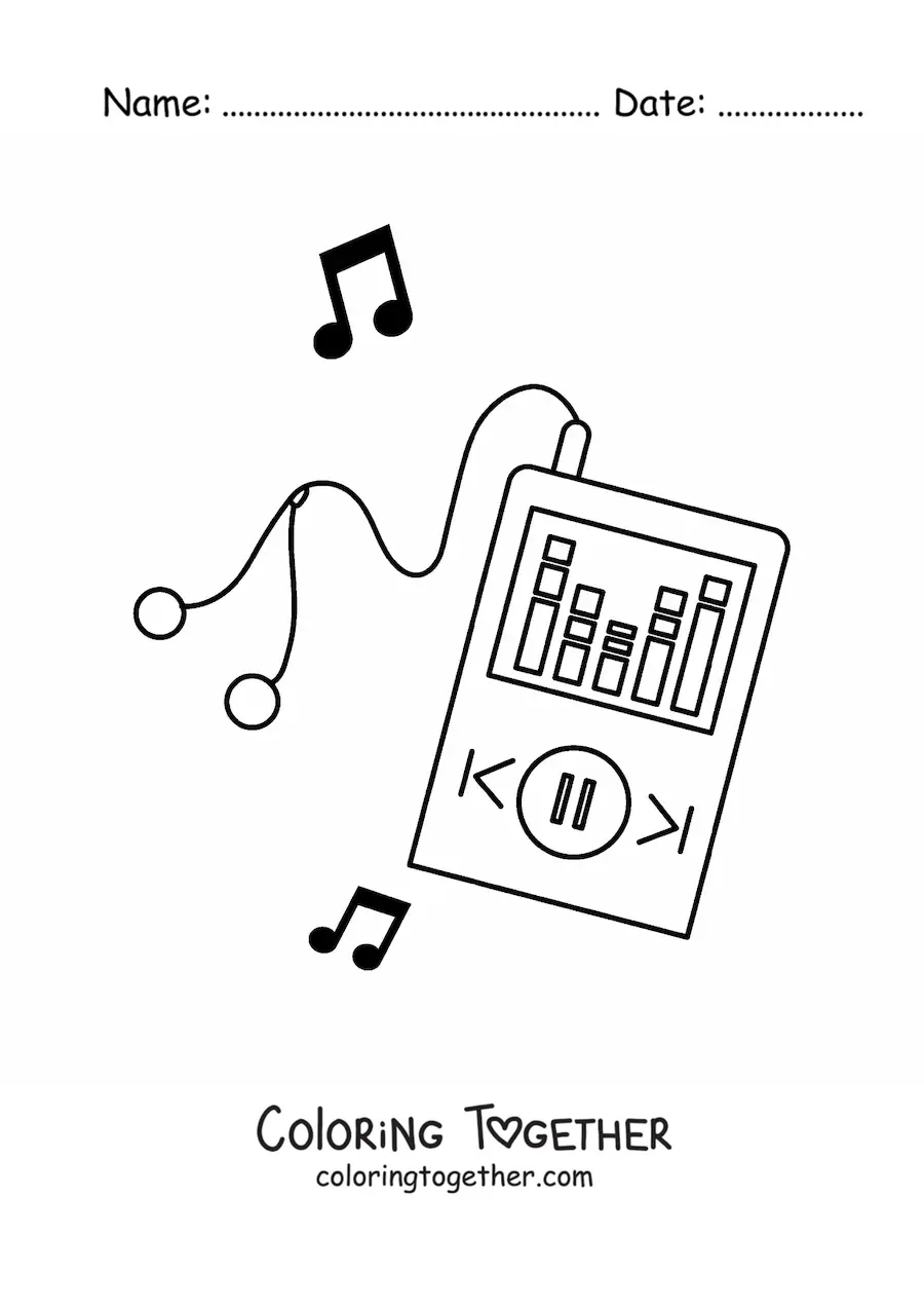 Coloring page of a music player