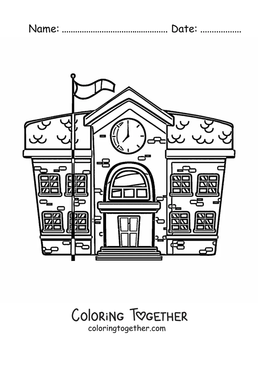 Coloring page of a big school