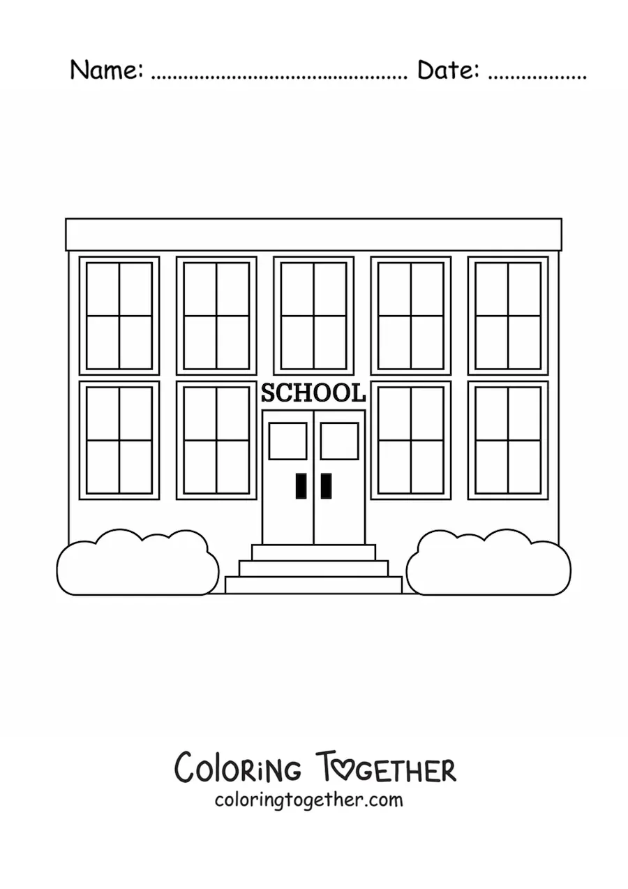 Coloring page of a school