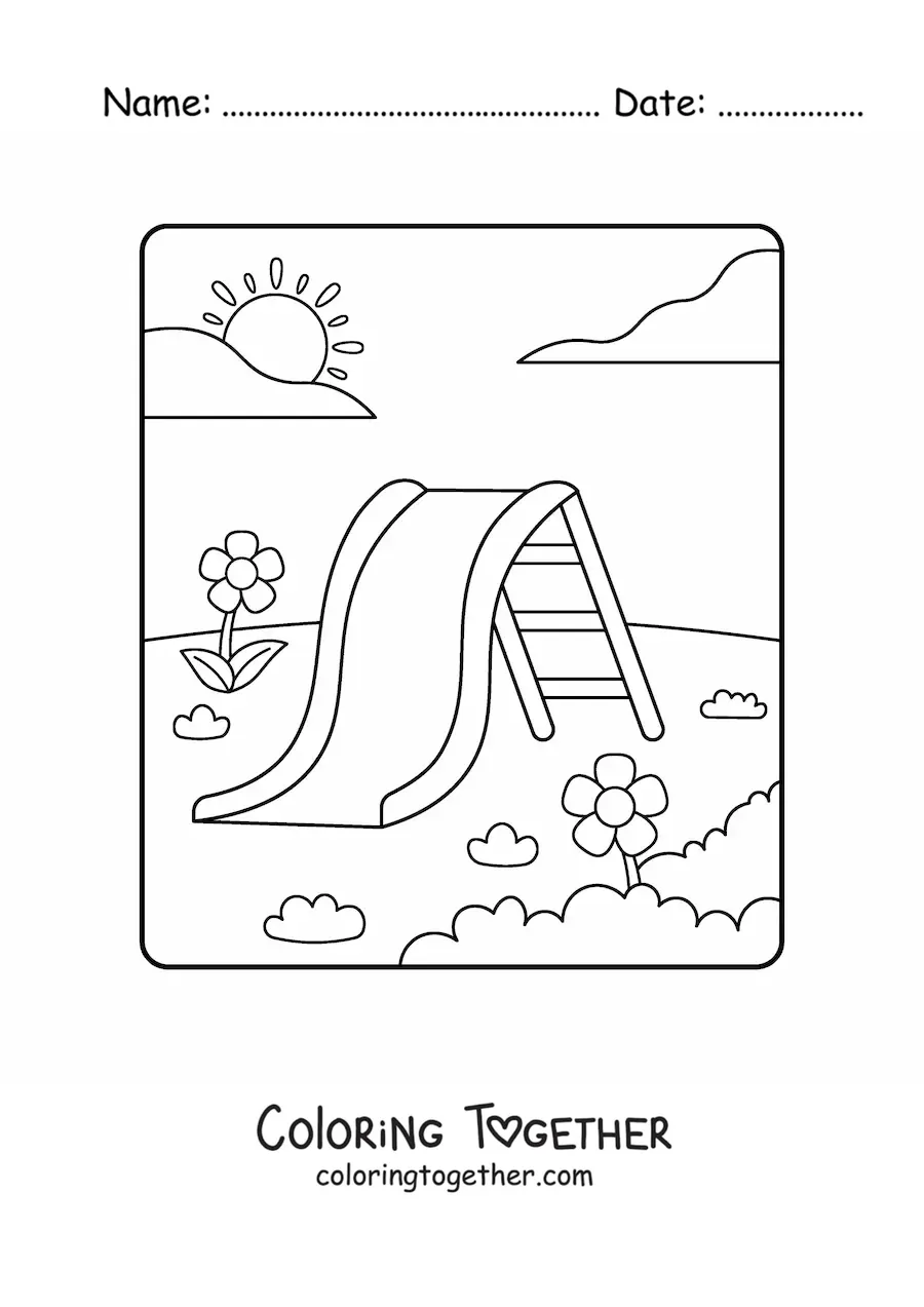 Coloring page of a slide in a children's playground