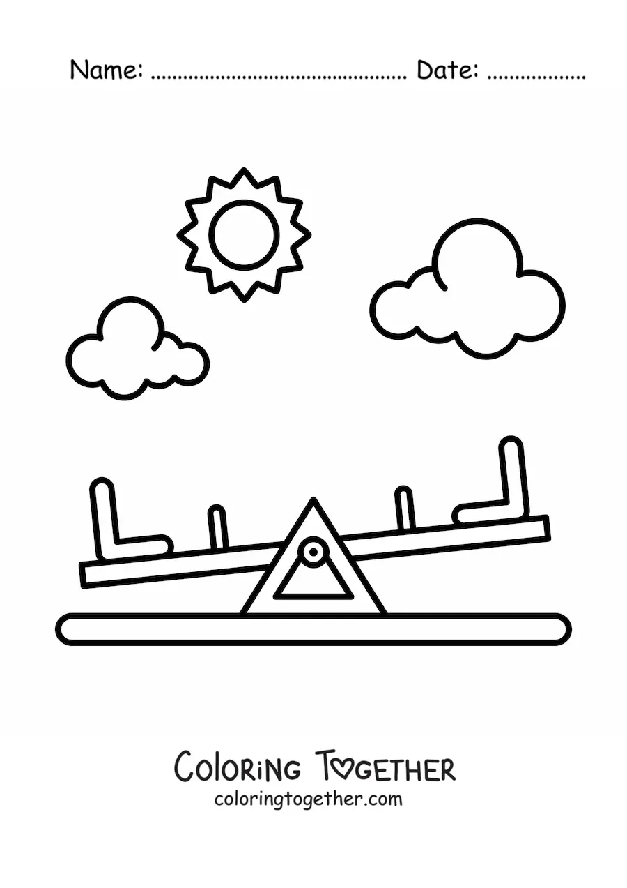 Coloring page of a seesaw at the playground
