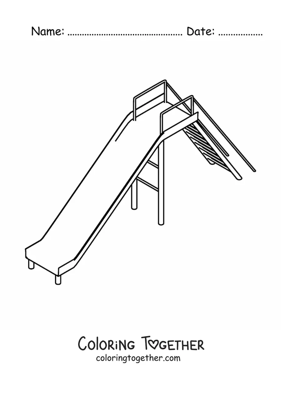 Coloring page of a slide seen from above