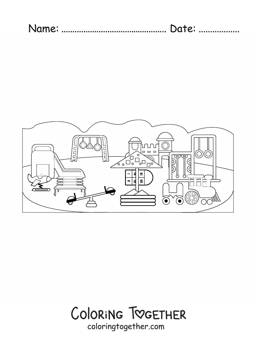 Coloring page of a playground