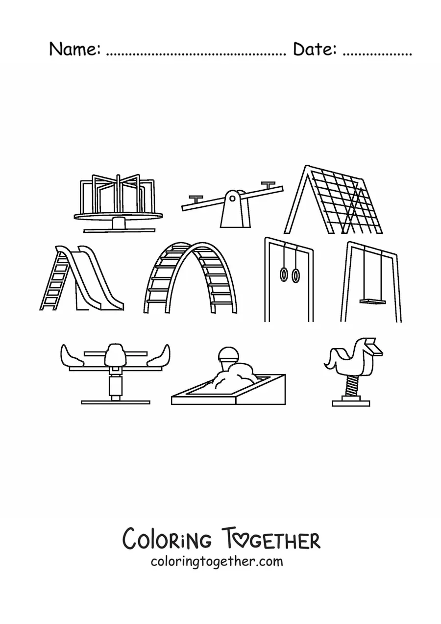 Coloring page of a park for children