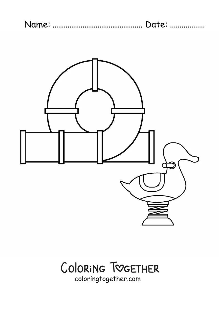 Coloring page of the attractions at a playground