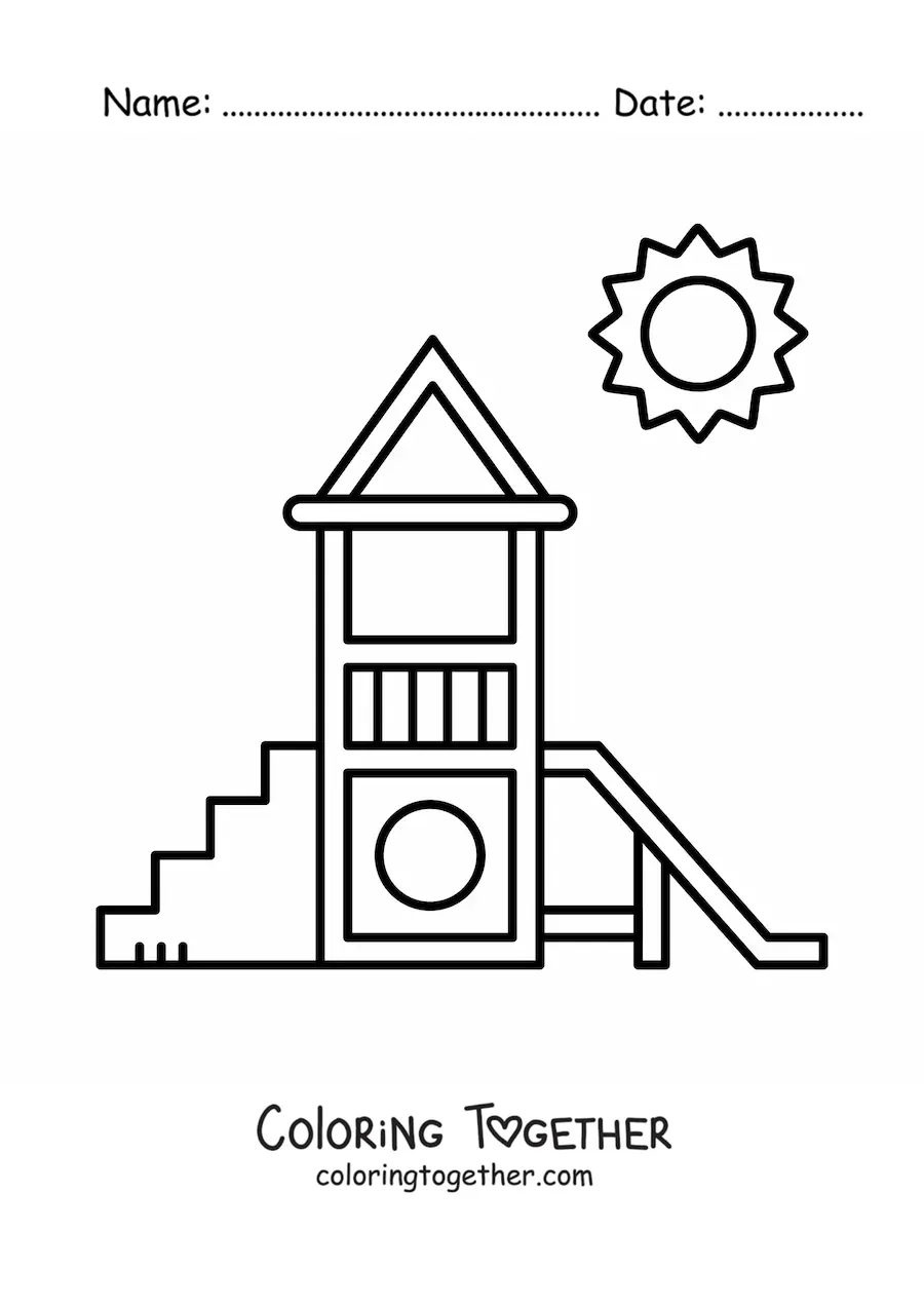 Coloring page of a simple playground