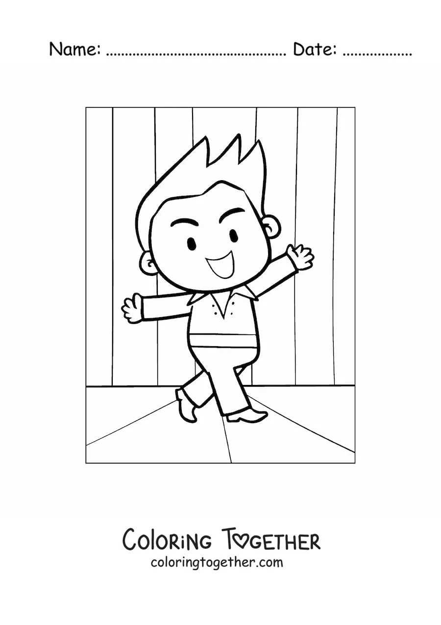 Coloring page of a kawaii singer on stage