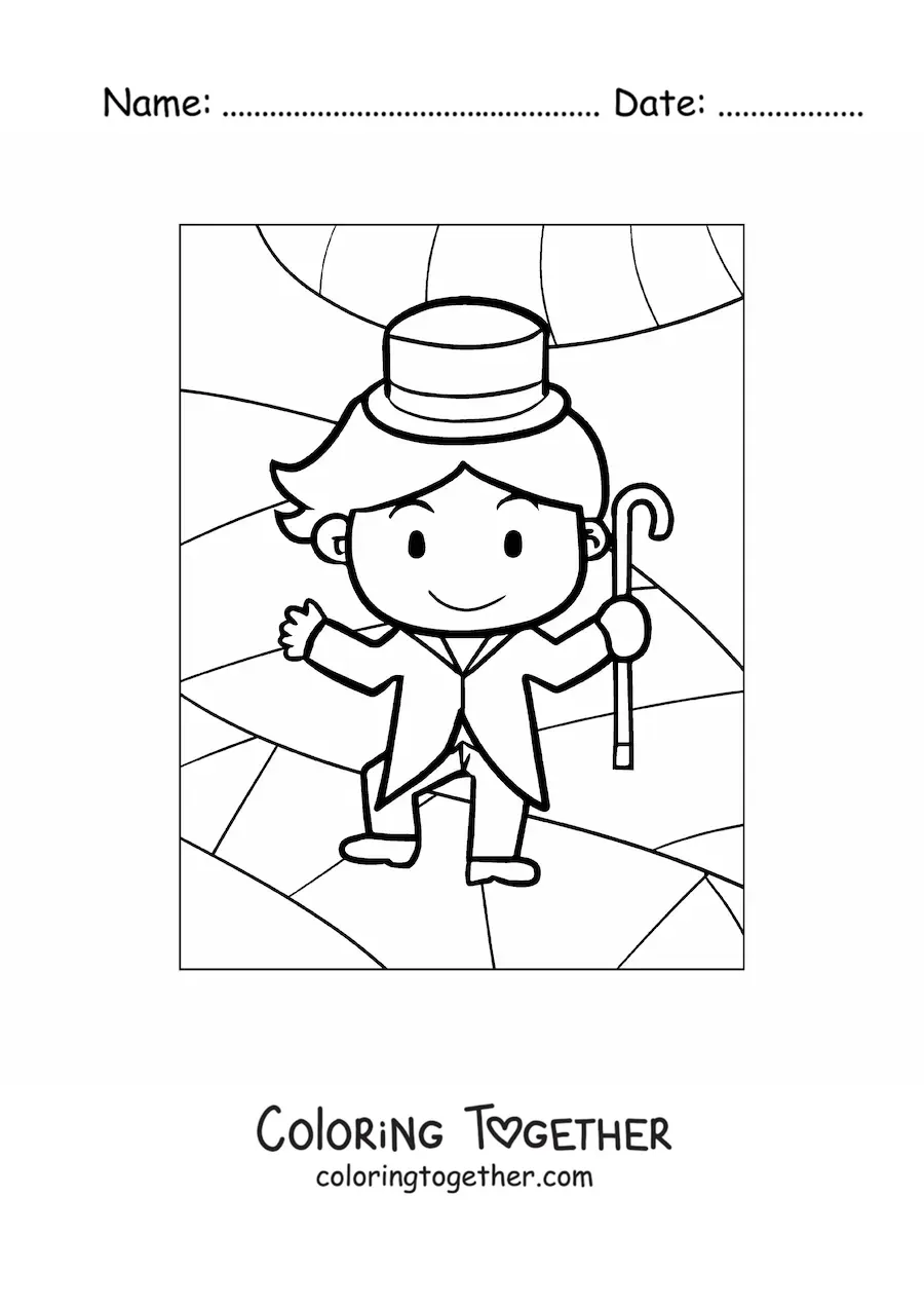 Coloring page of a magician
