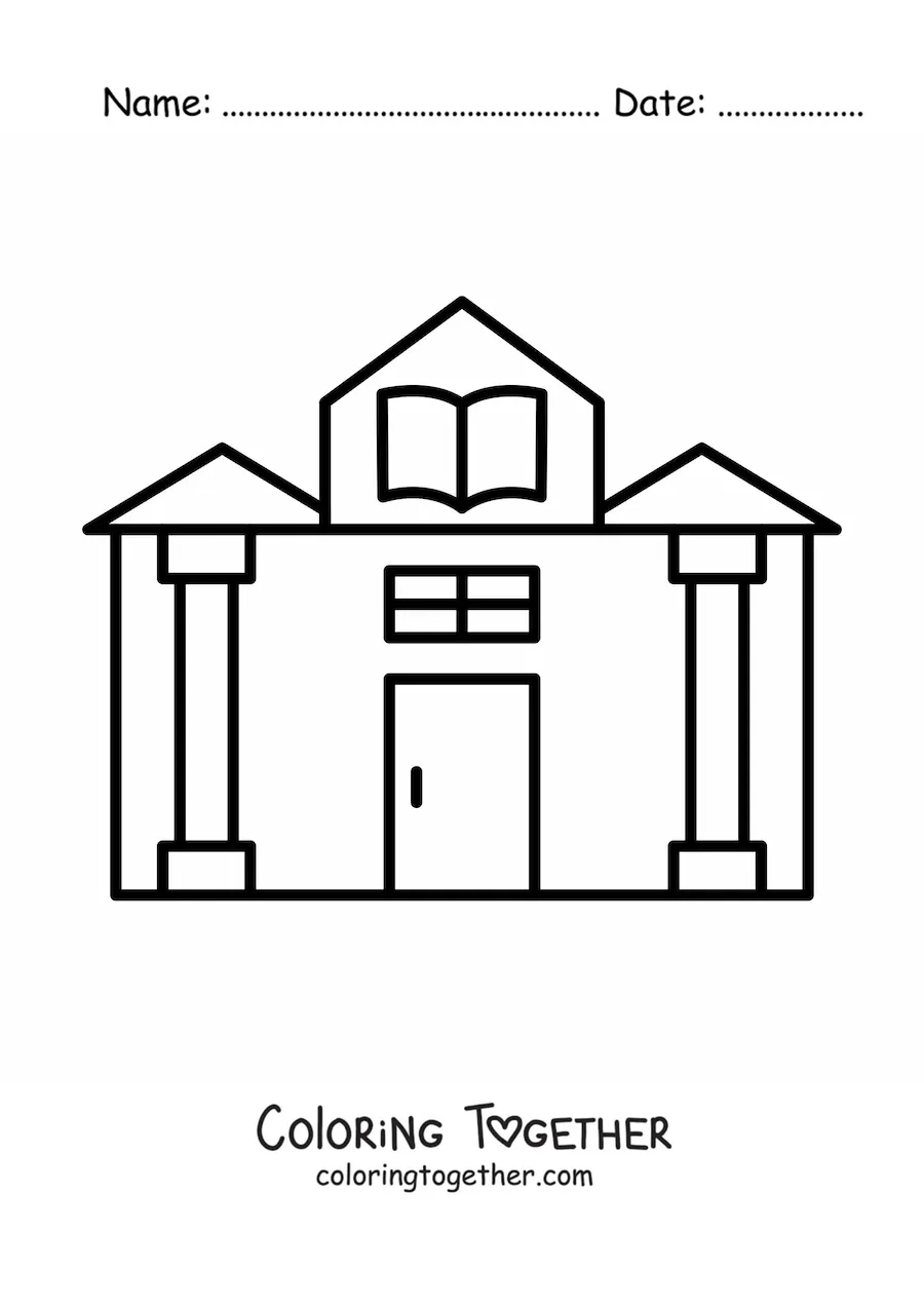 Coloring page of a simple library
