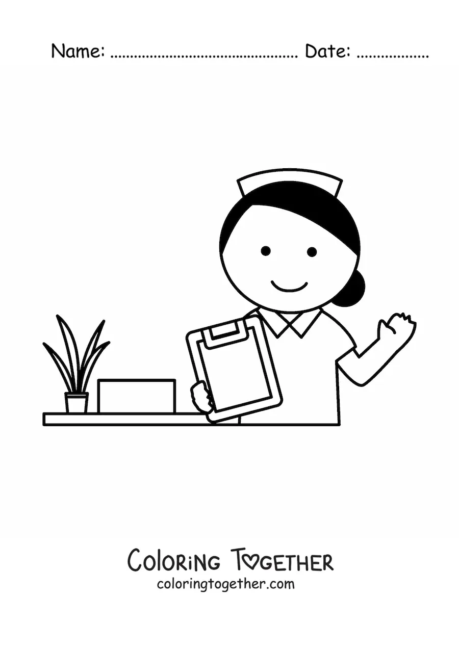 Coloring page of a hospital nurse