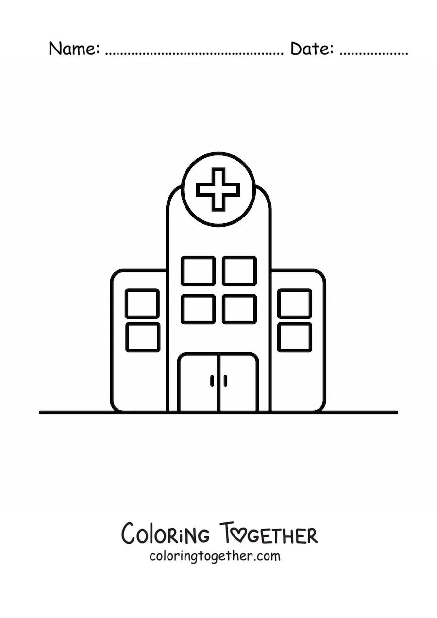 Coloring page of a small hospital