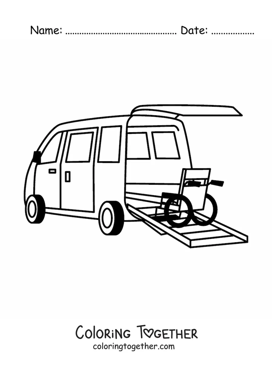 Coloring page of the hospital ambulance