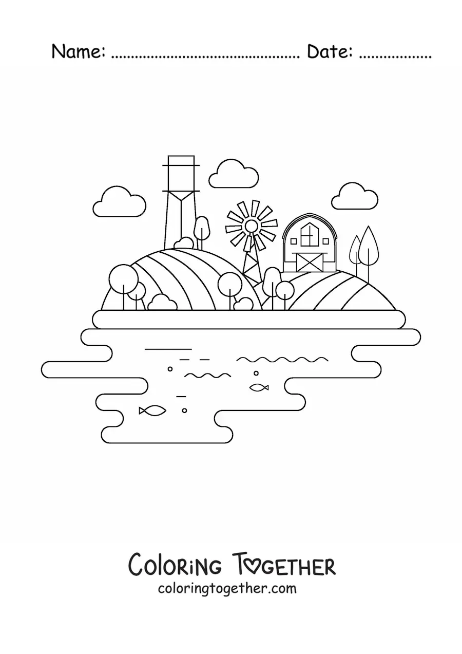Coloring page of a farm