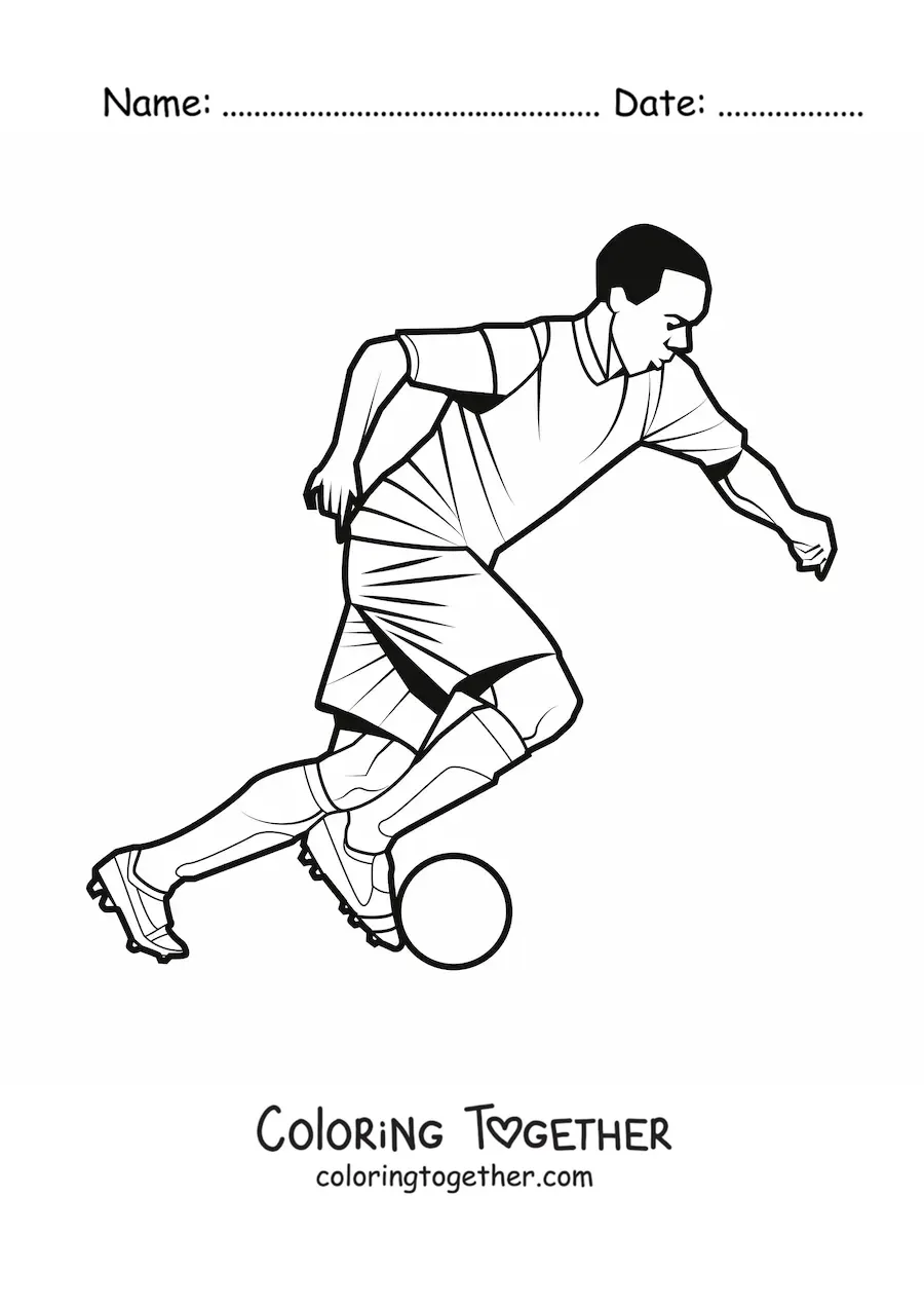 Coloring page of a professional soccer player