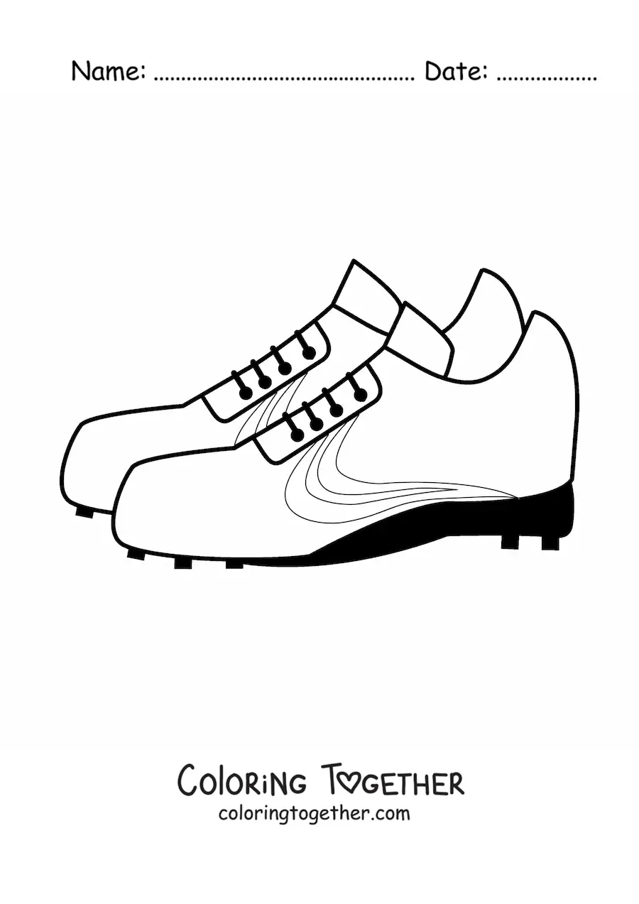 Coloring page of a pair of soccer cleats