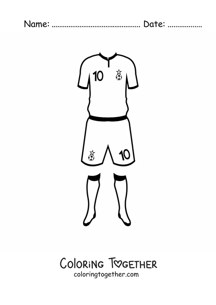 Coloring page of a soccer uniform