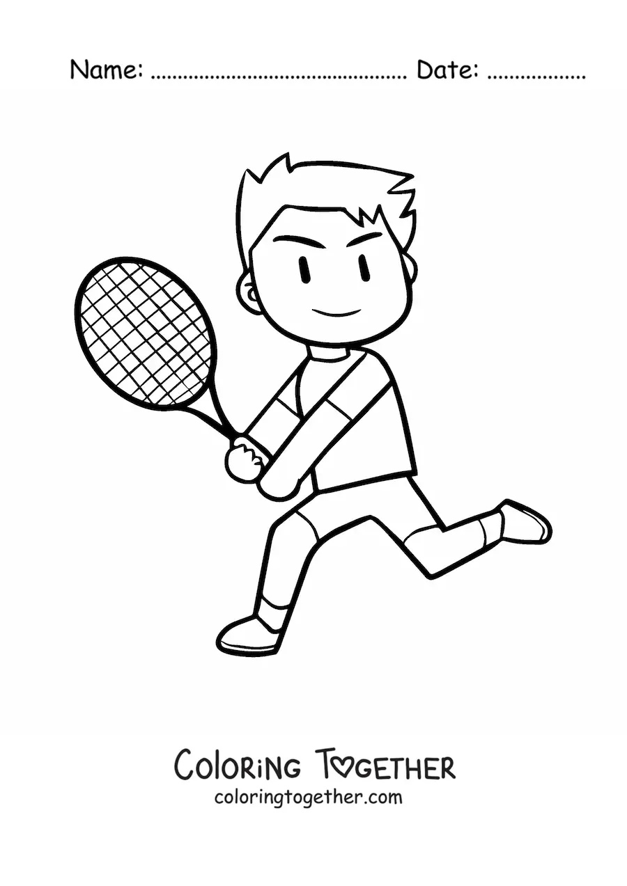 Coloring page of a tennis player