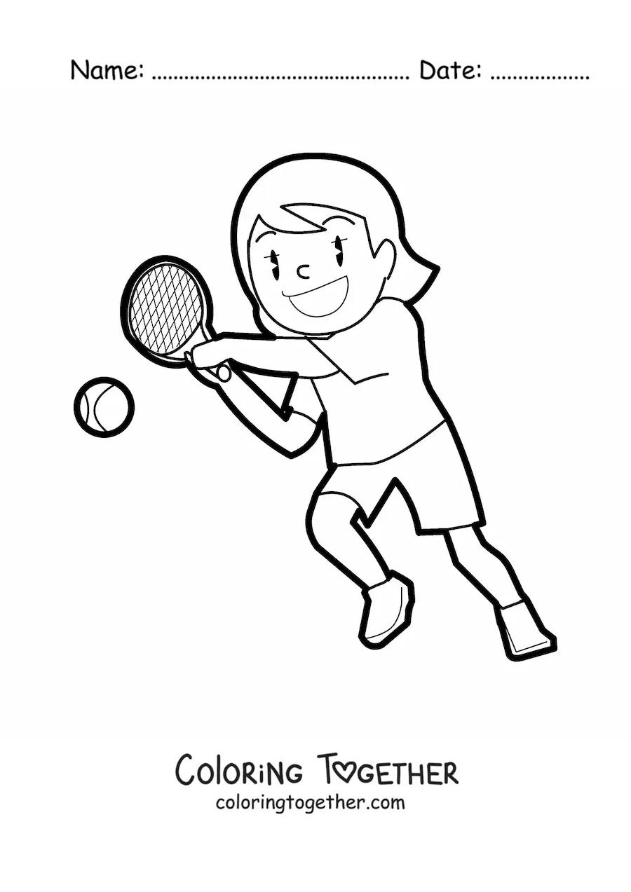 Coloring page of a female tennis player