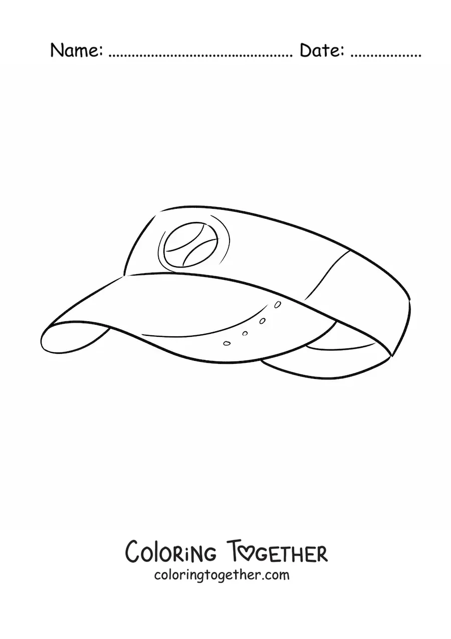 Coloring page of a tennis player's visor