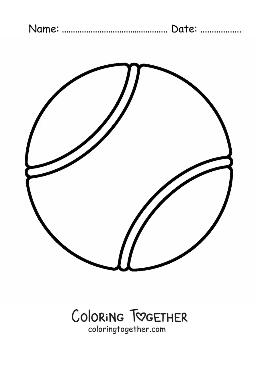 Coloring page of a tennis ball