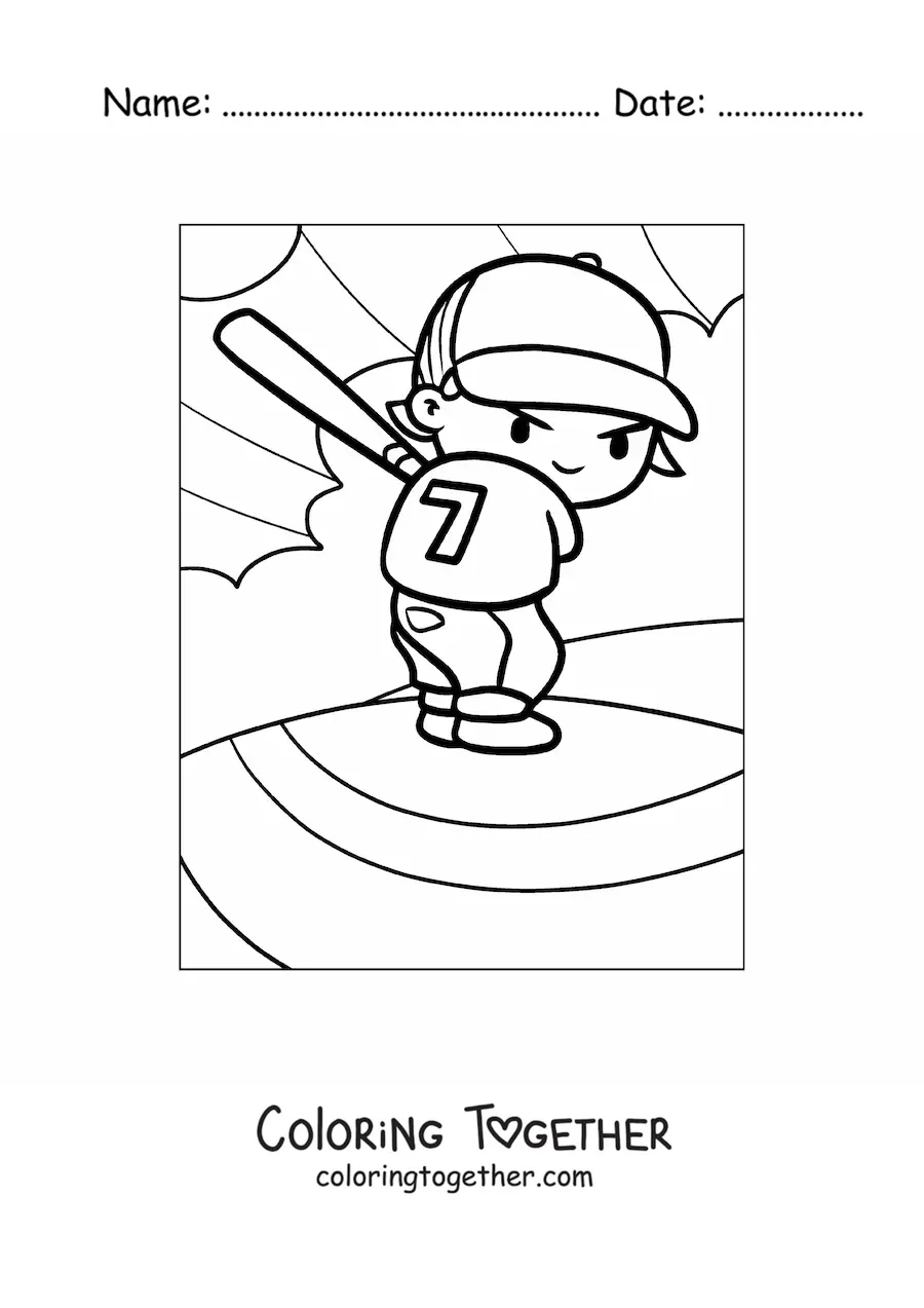 Coloring page of a baseball batter