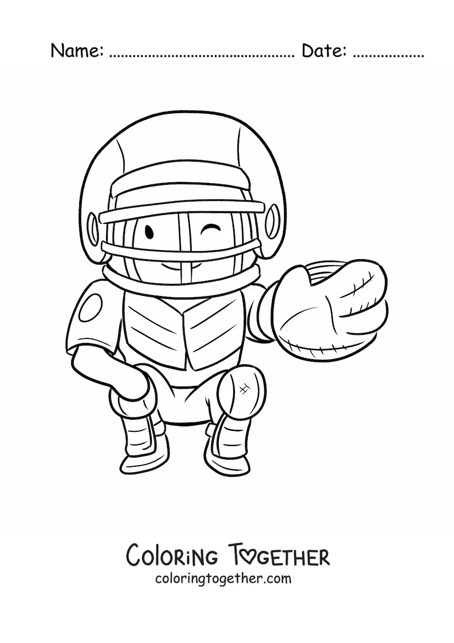 Coloring page of a kawaii catcher