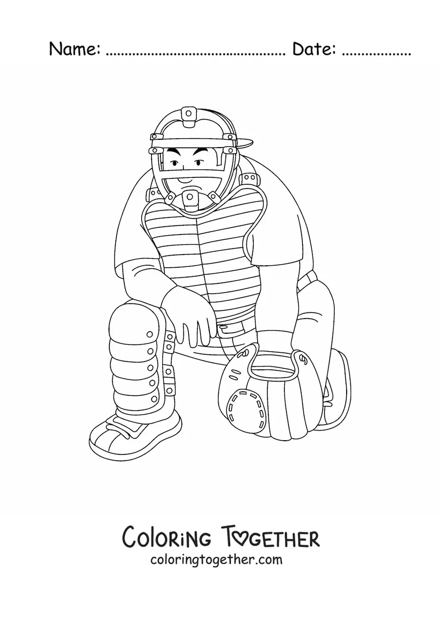 Coloring page of a catcher