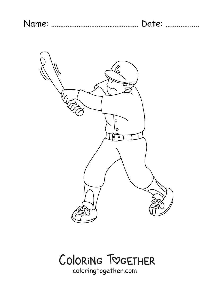 Coloring page of a player batting