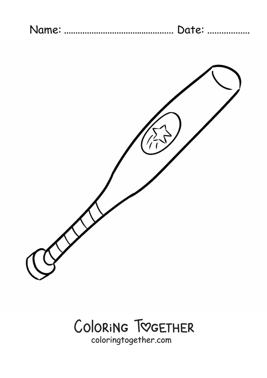 Coloring page of a baseball bat