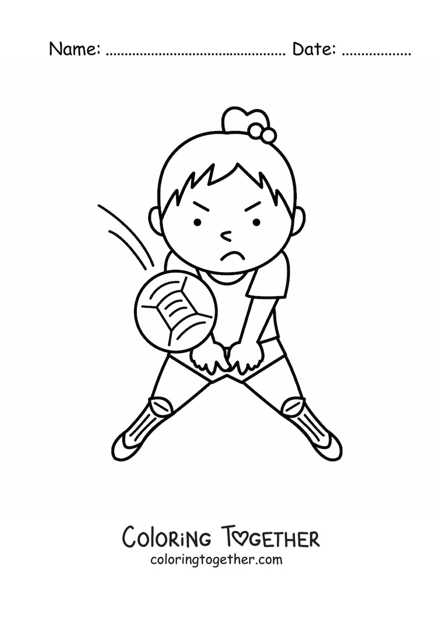 Coloring page of a girl doing a forearm pass