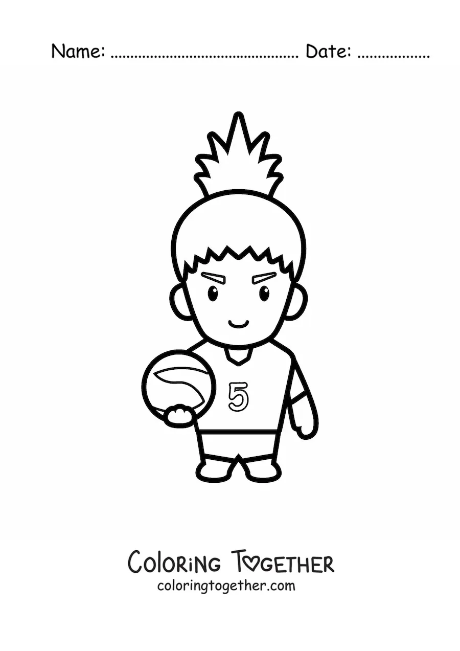 Coloring page of a volleyball player