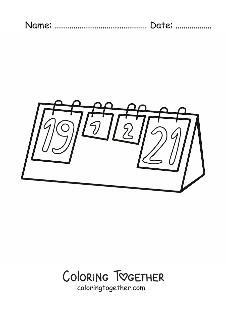 Coloring page of a volleyball scoreboard