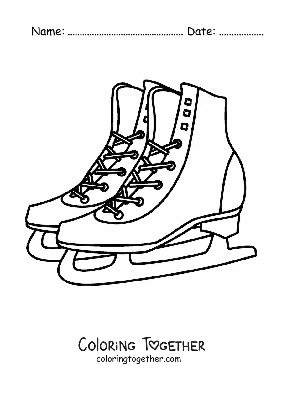 Coloring page of a pair of ice skates