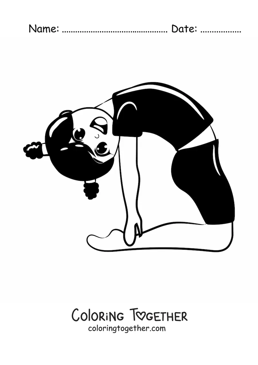 Coloring page of a girl in an artistic gymnastics pose