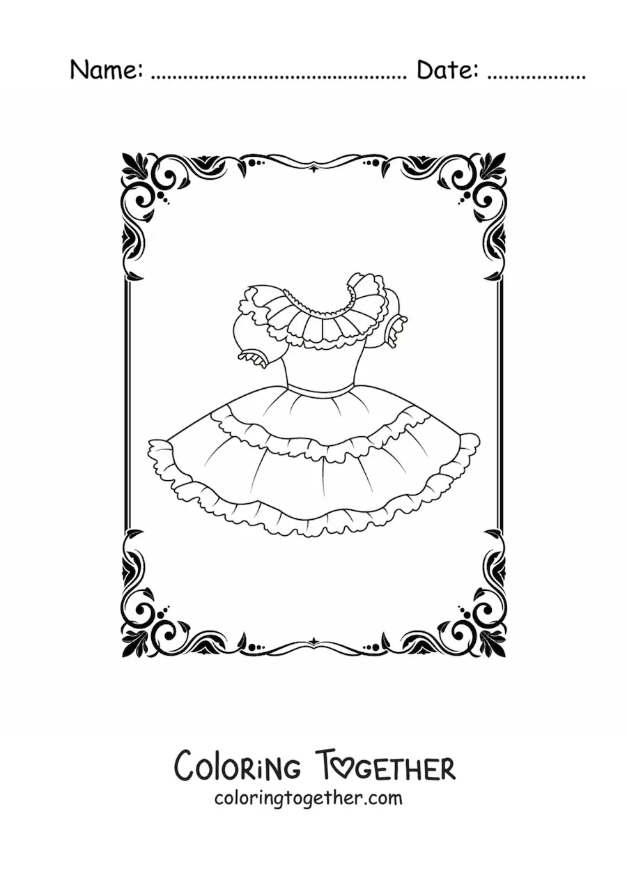 Coloring page of a short dress