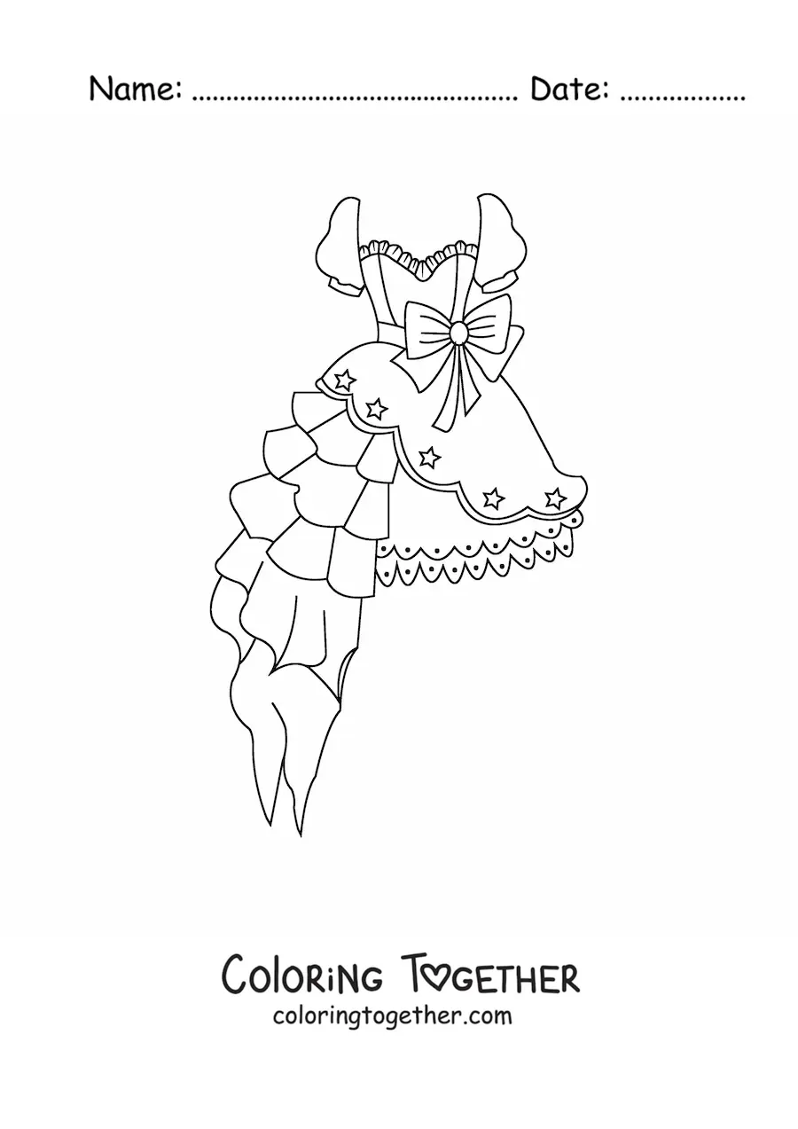 Coloring page of a pretty short dress