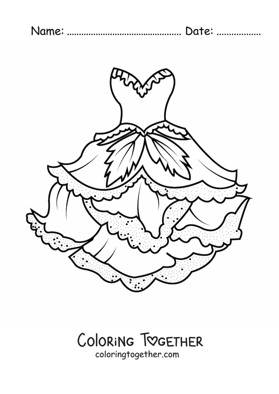 Coloring page of a forest fairy dress